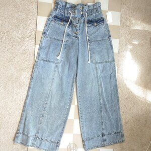 NWT HABITUAL Denim Paperbag Waist Wide Leg Jeans - Size Small